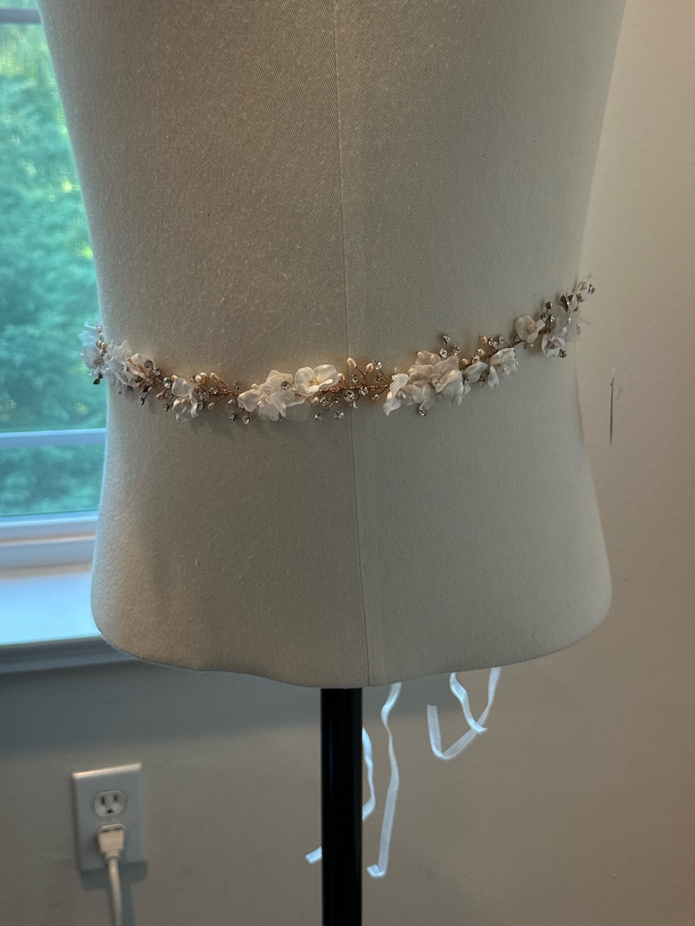 David's Bridal rose gold floral beaded bridal belt